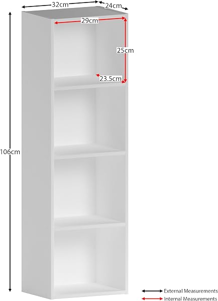 Vida Designs Oxford 4 Tier Cube Bookcase, White Wooden Shelving Display Storage Unit Office Living Room Furniture - 3