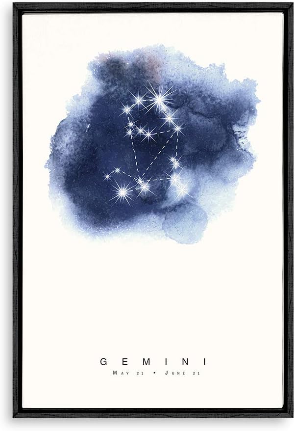 wall26 - Framed Canvas Wall Art - Constellation Gemini - Giclee Painting Wall Art for Bedroom Living Room Home Decoration - 24x36 inches
