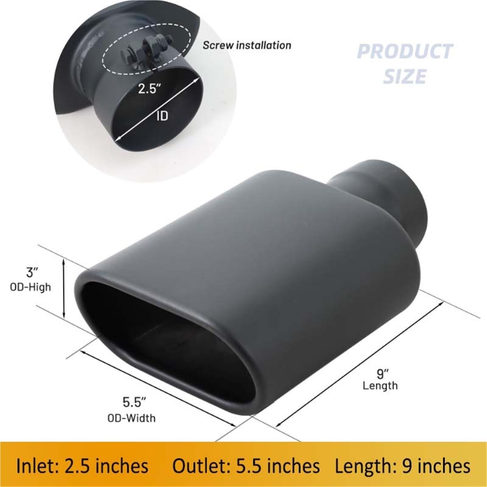tylny tłumik wydechowy Części Do Modyfikacji Tyłu Samochodu Wlot 63mm Wylot 76mm * 140mm Kwadratowa Czarna Rura Wydechowa Końcówka Rury Wydechowej Ze Stali Nierdzewnej