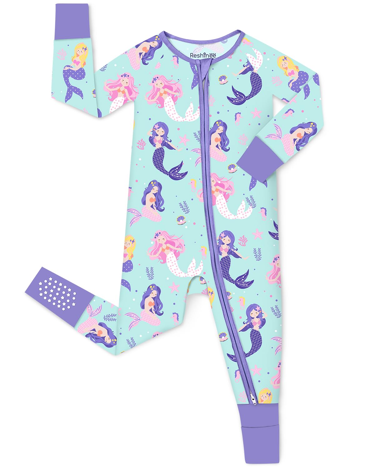 babee Reshinee Viscose Derived from Bamboo Baby Footie Pajamas Convertible Newborn Sleeper for Baby Girl Zipper Onesie 0-24M