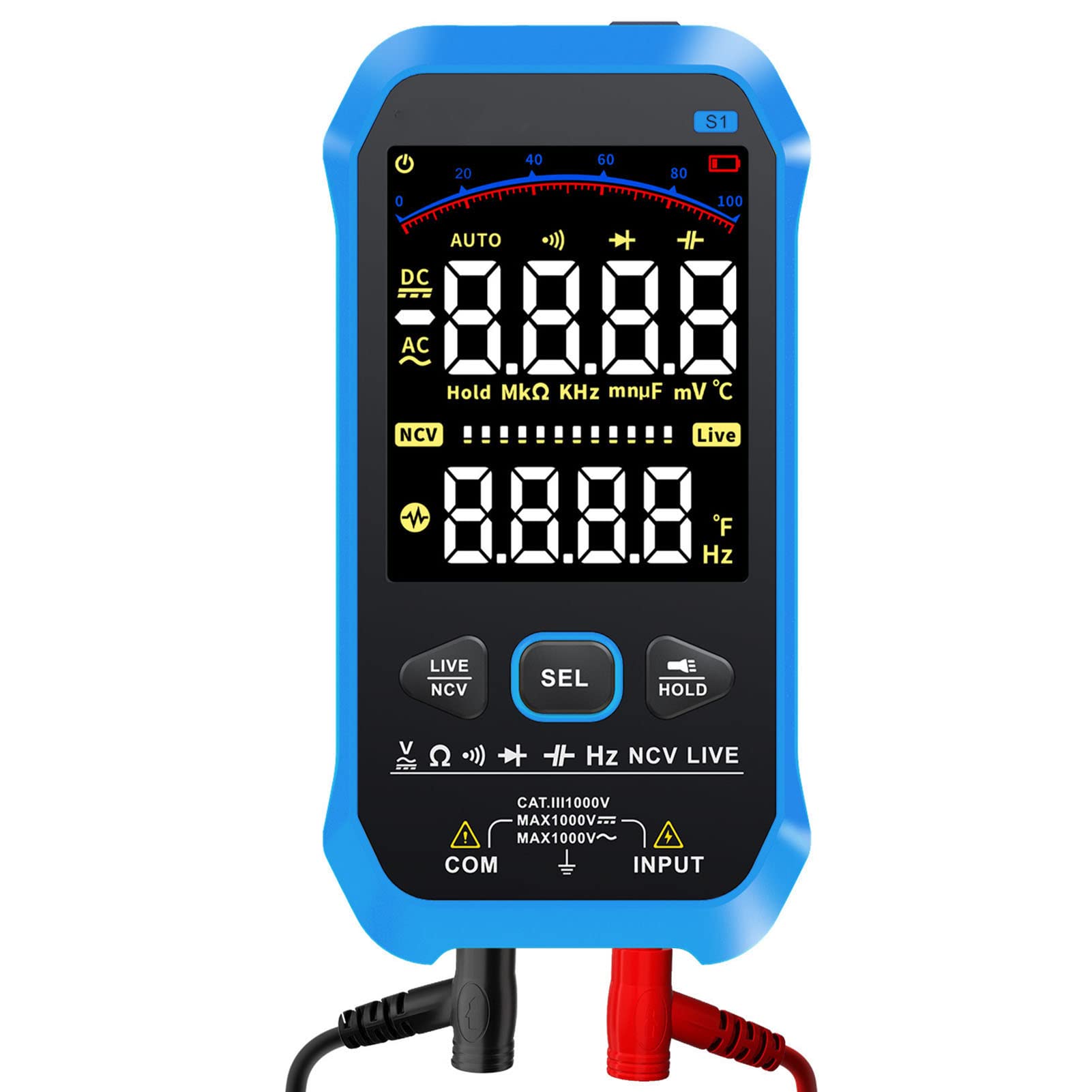 Tester di Temperatura Multimetro Digitale LCD della continuità di Tensione CA/CC Batteria Integrata Ad Alta Precisione