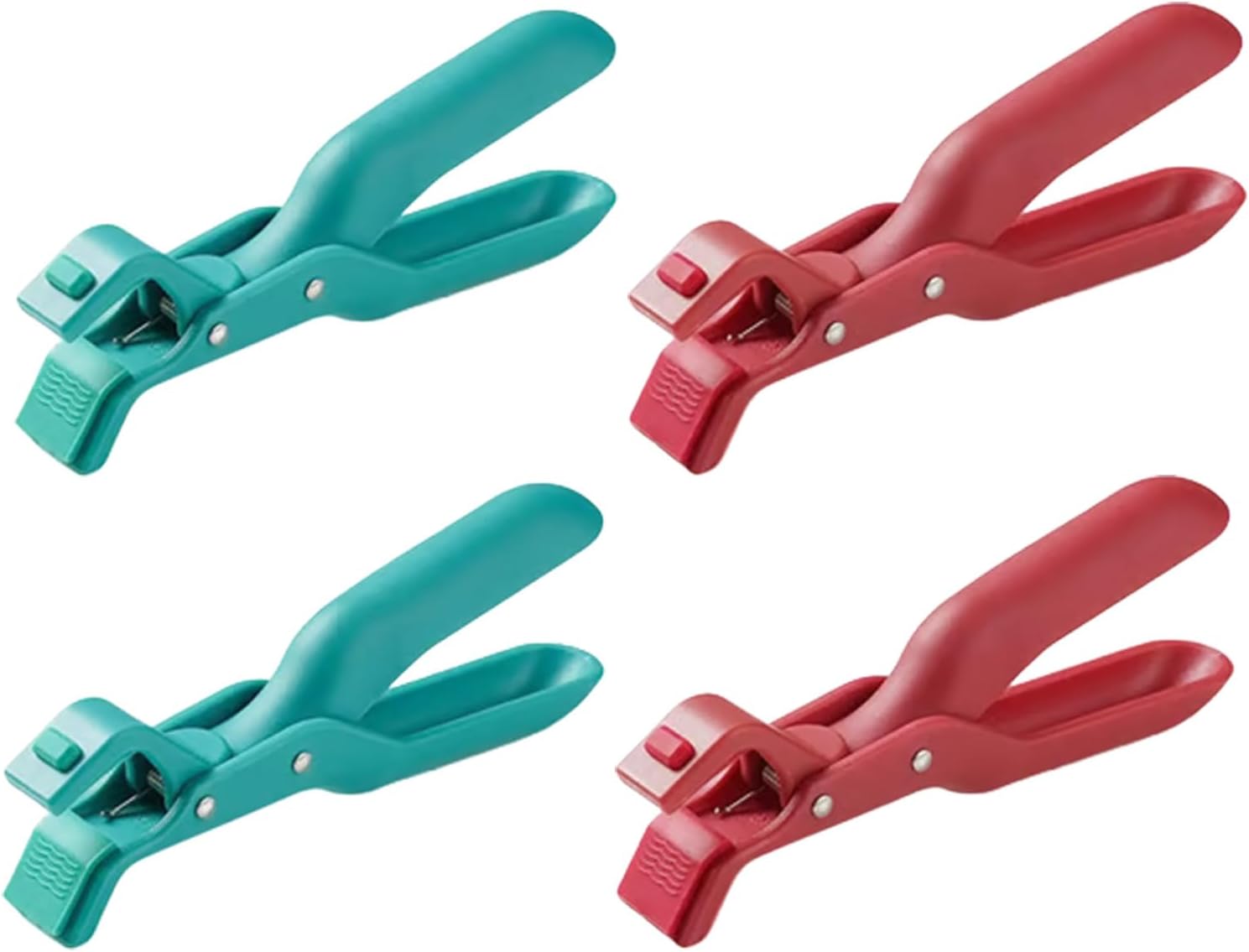 Dodorado Heat-Resistant Bowl Holder Clip - Adjustable Non-Slip Jaw for Safe Mixing, Lifting and Pouring, Multi-Purpose Kitchen Tool (2, Red+Green)