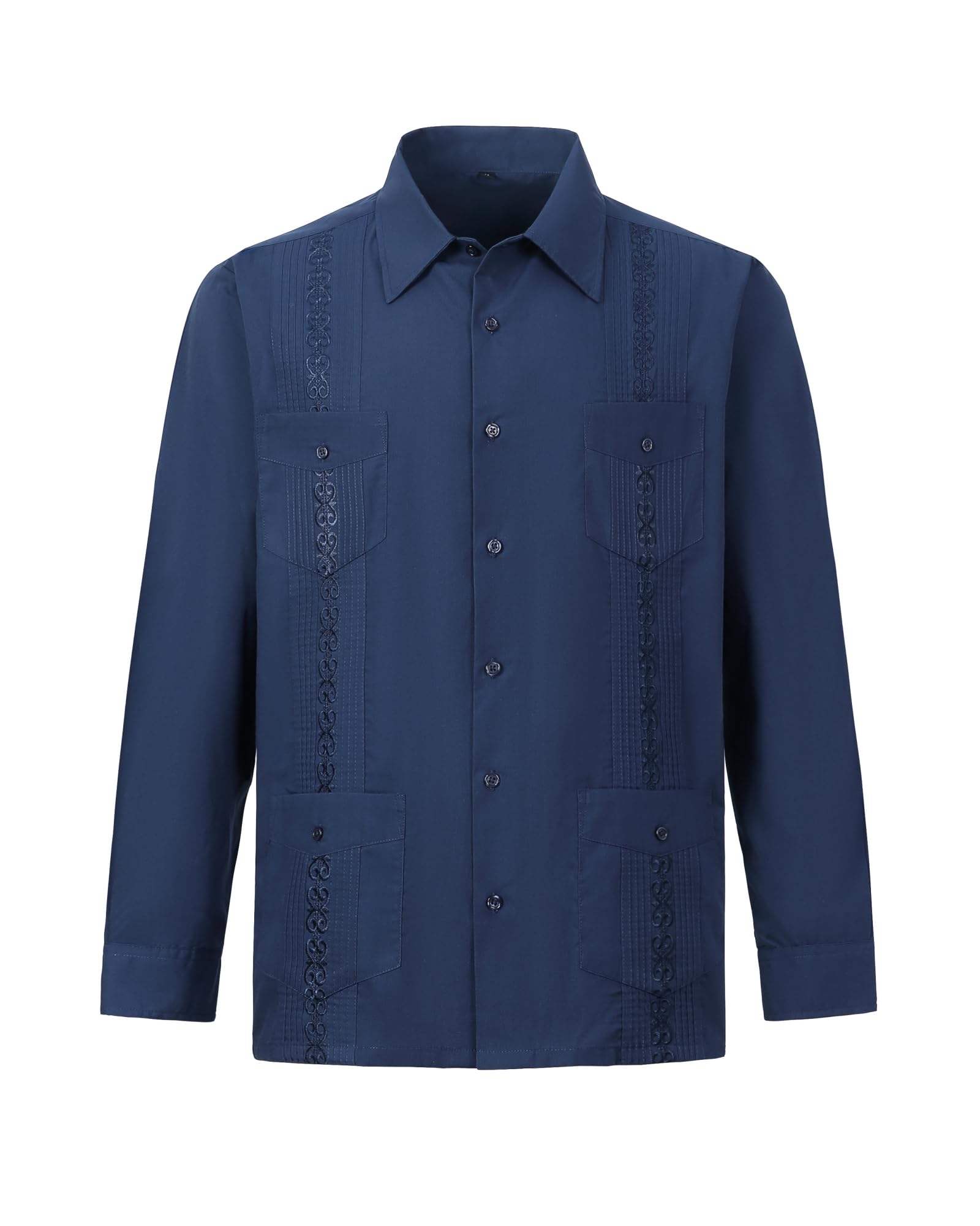 Camisas guayabera para hombre, camisas mexicanas de manga larga cubanas para hombre