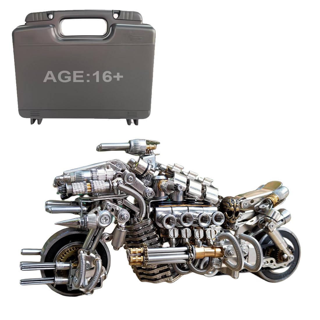 Palapozzy 3D Metal Puzzle for Adults Mechanical Motorcycle Model, DIY Assembly Ornaments Sets Desperate Pursuit Motorcycle, Creative Decoration Gifts (600+PCS)