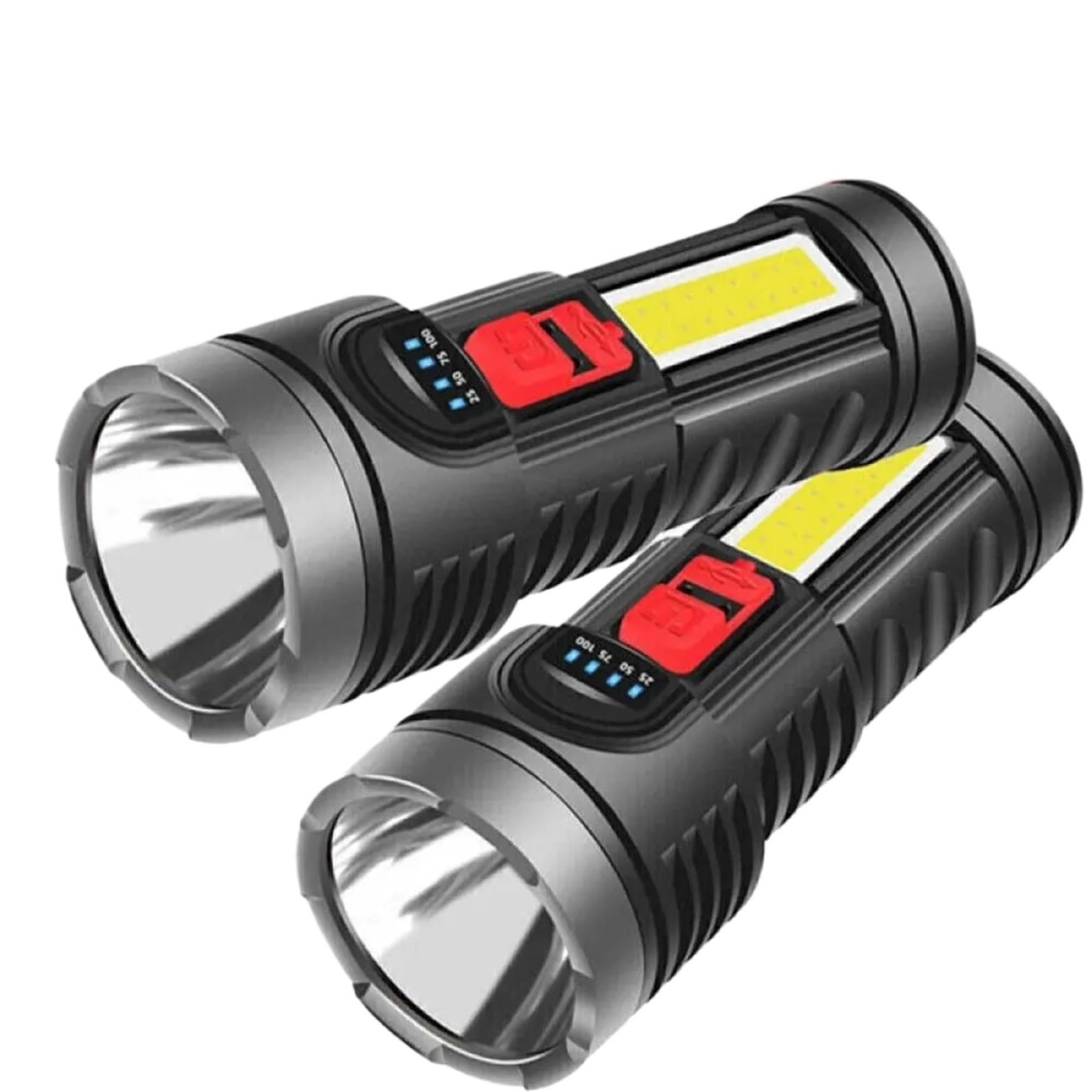 Ngtfdcp One Color Rechargeable Torch, 2Pc High Strong Power Led Flashlights Tactical Torch With Display Light Usb Charging Camping Fishing Emergency Zoom Lantern For Camping,Hiking