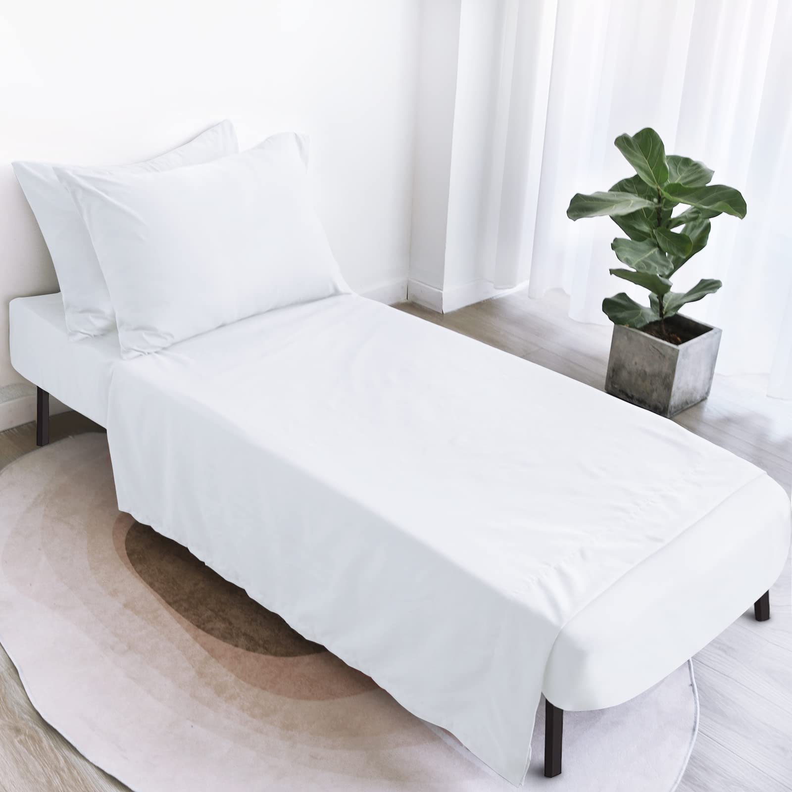 SPRINGSPIRIT Cot Sheets 30" x 75" x 9", 4 Piece Cot Sheet Set, Cot Size Fitted Sheets with Narrow Twin / Camp Bunk / Rvs Bunk / Guest Beds/ Trifold Mattress, White