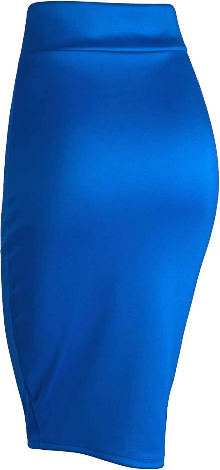 Made By Johnny Women's Elastic Waist Stretch Bodycon Midi Knee Length Pencil Skirt for Office- Made in USA at  Women’s Clothing store