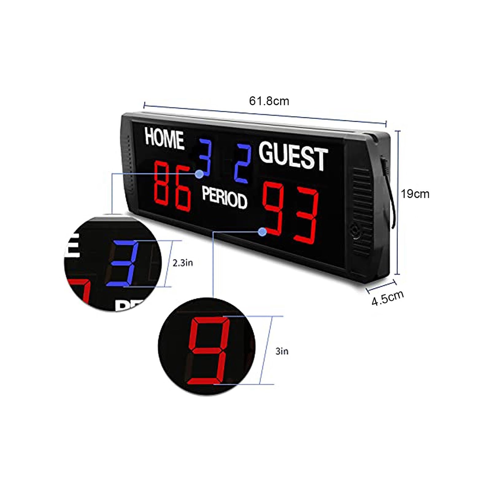 Tabellone segnapunti Digitale Portatile for Basket a LED, Orologio elettronico, Ping Pong