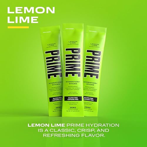 Miniatura 3 de PRIME Hydration + Sticks LIMON LIME  Palitos de hidratación en polvo de una sola porción  Polvo de electrolitos para llevar  250 mg de BCAA,