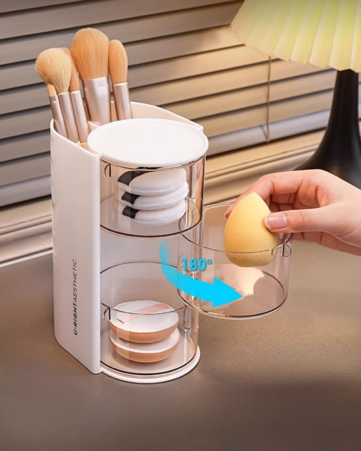 Organizador De Brochas Y Esponjas De Maquillaje - Caja Transparente 2 O 3 Niveles | Para Vanidad Y Viaje
