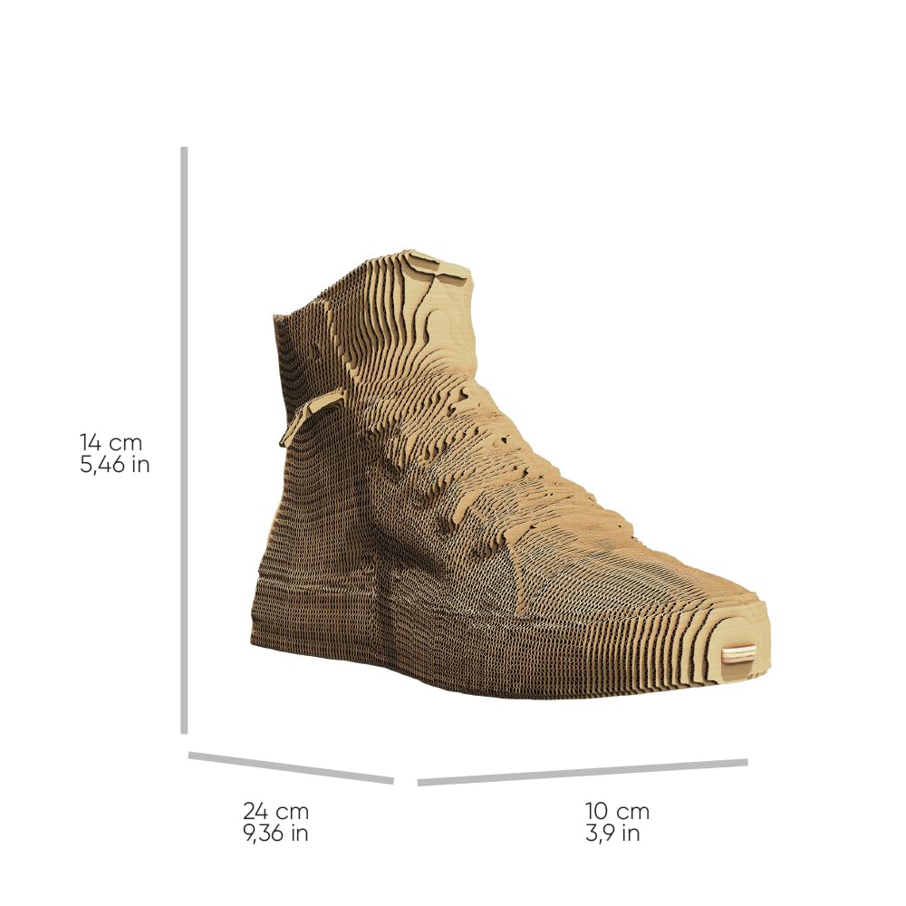 Sneaker Schuh 3D-Puzzle aus Karton – Skulptur-Bausatz | 160 Teile, 14 × 10 × 24 cm – Bastelset aus recycelter Pappe zum Stecken & Bemalen, für Jugendliche & Erwachsene, Geschenkidee