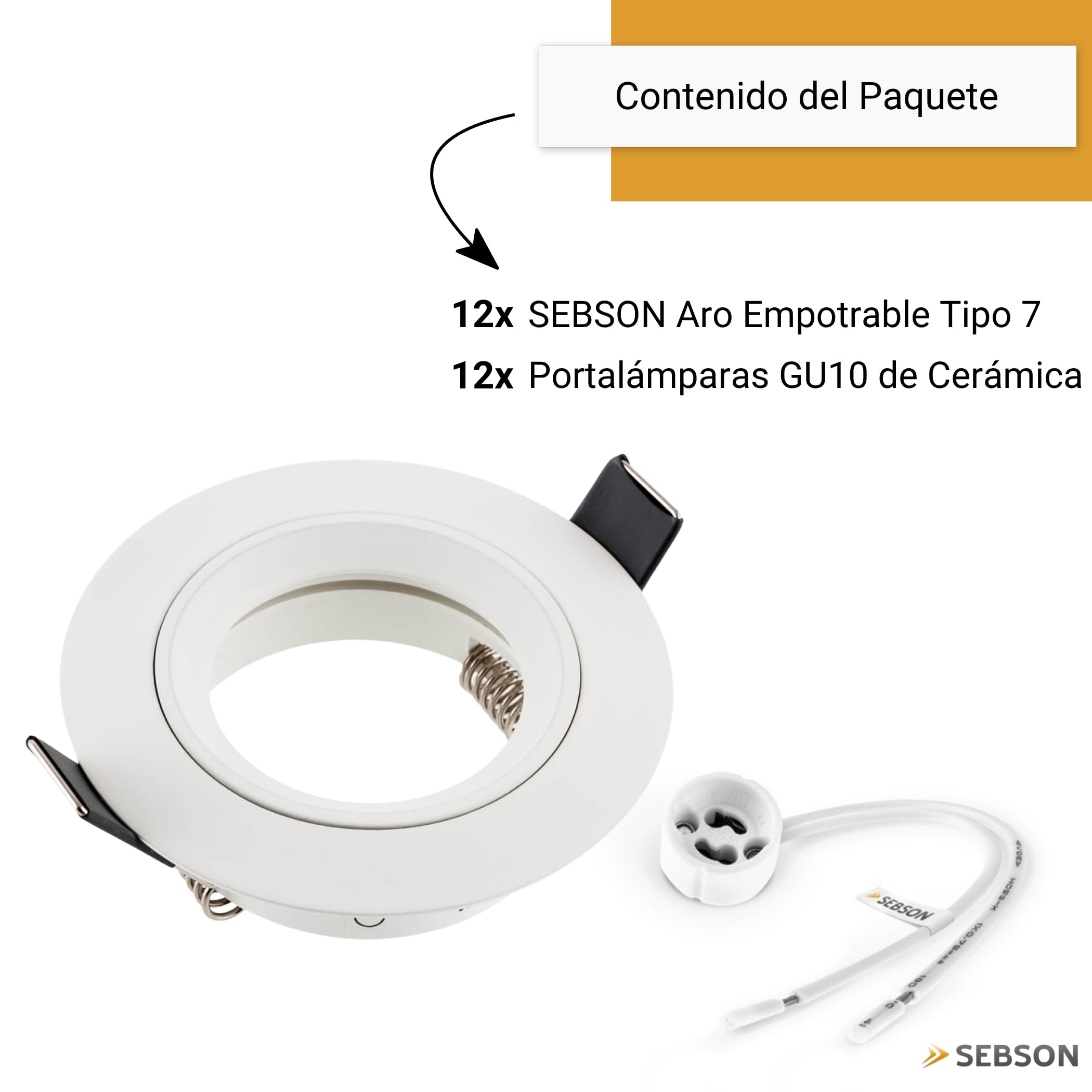 SEBSON Foco Empotrable de Techo con Casquillo GU10 - Set de 12 | Downlight Aluminio Ø80mm, Marco para Focos LED o Halógeno 230V, Diámetro Orificio 65mm