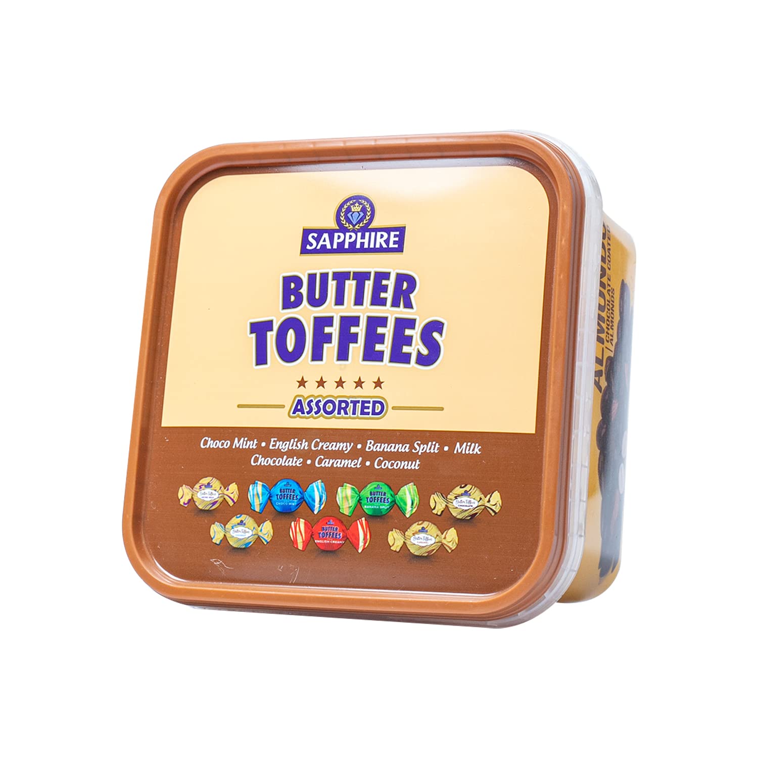 Sapphire Premium Butter Toffee 350g Tub, 7 Flavors - Banana Split, English Creamy, Choco Mint, Chocolate, Milk, Caramel, Coconut | for Birthday, Anniversary & Special Occasions