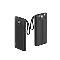 VRURC Power Bank 10000mAh Slim con Cavi Integrati, USB C Powerbank con 4 Uscite & 2 Ingressi, Caricatore Portatile LED Digitale Display Ideale per Viaggio di Lavoro – Black