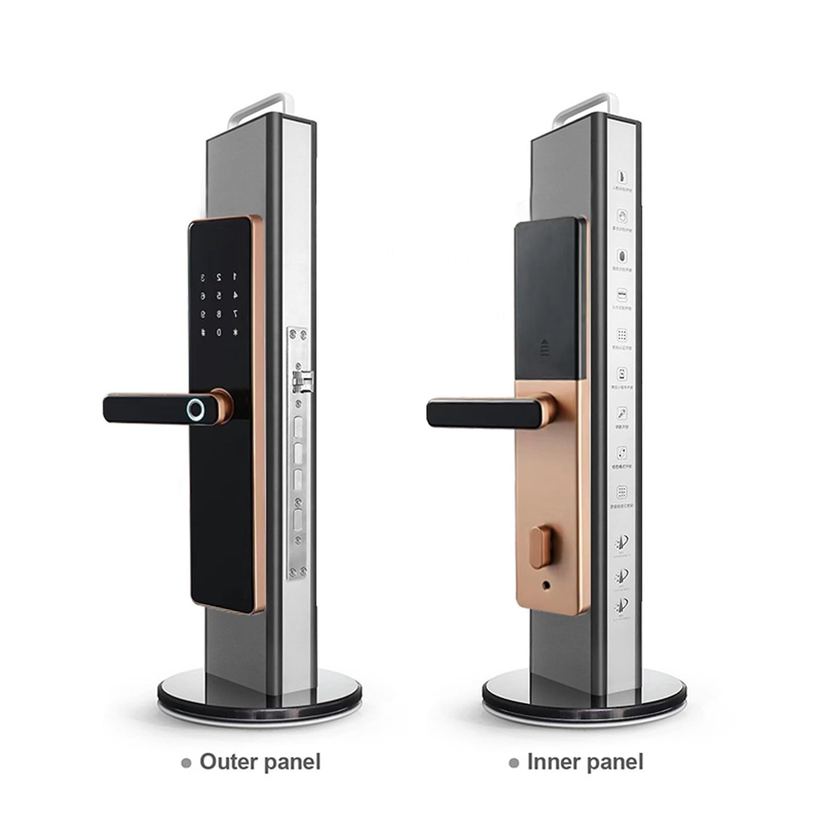 Serratura Porta D'Ingresso Senza Chiave App di Sblocco Remoto Allarme Vocale Serrature Intelligenti Porta D'Ingresso Codice Bluetooth Smart Lock Elettrico Senza Fili(Bronze)