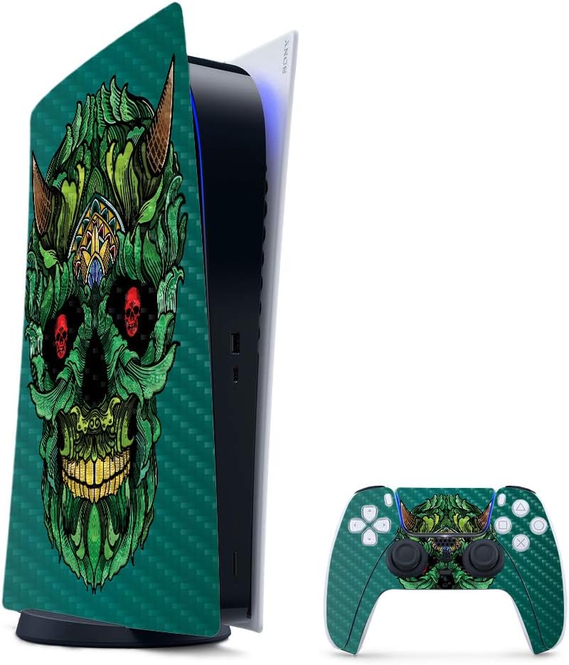 MightySkins Carbon Fiber Gaming Skin for PS5 / Playstation 5 Digital Edition Bundle - 13th Nightmare | Durable Textured Carbon Fiber Finish | Easy to Apply | Made in The USA