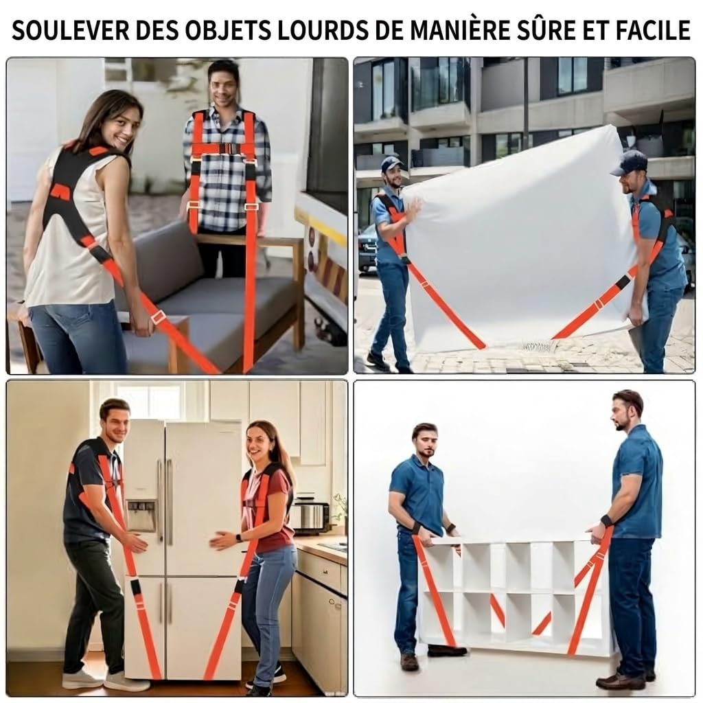 Ytonet Sangles de Déménagement - Sangle de Levage, Sangles de Manutention | pour 2 déménageurs - Déplacer et soulever des Meubles, des appareils électroménagers, des Objets Lourds Plus Facilement