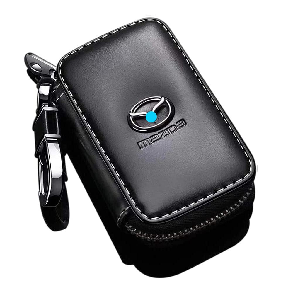 Car Key case,Genuine Leather Car Smart Key Chain Keychain Holder Metal Hook and Keyring Zipper Bag