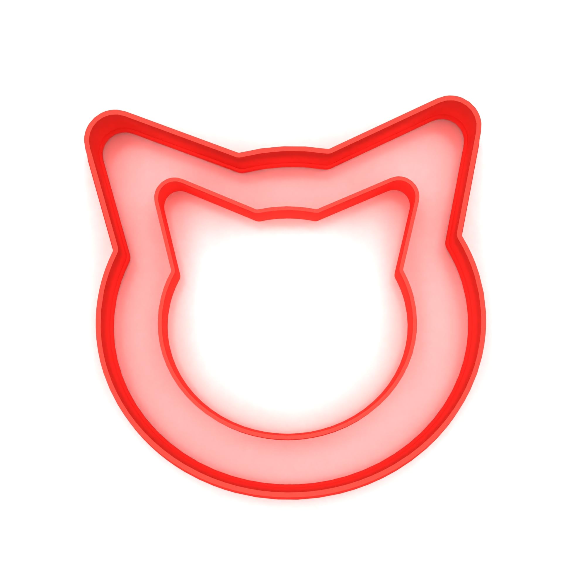 Custom Cutters Cat Head Shape Cookie Cutters, Red, 8CM + 5CM