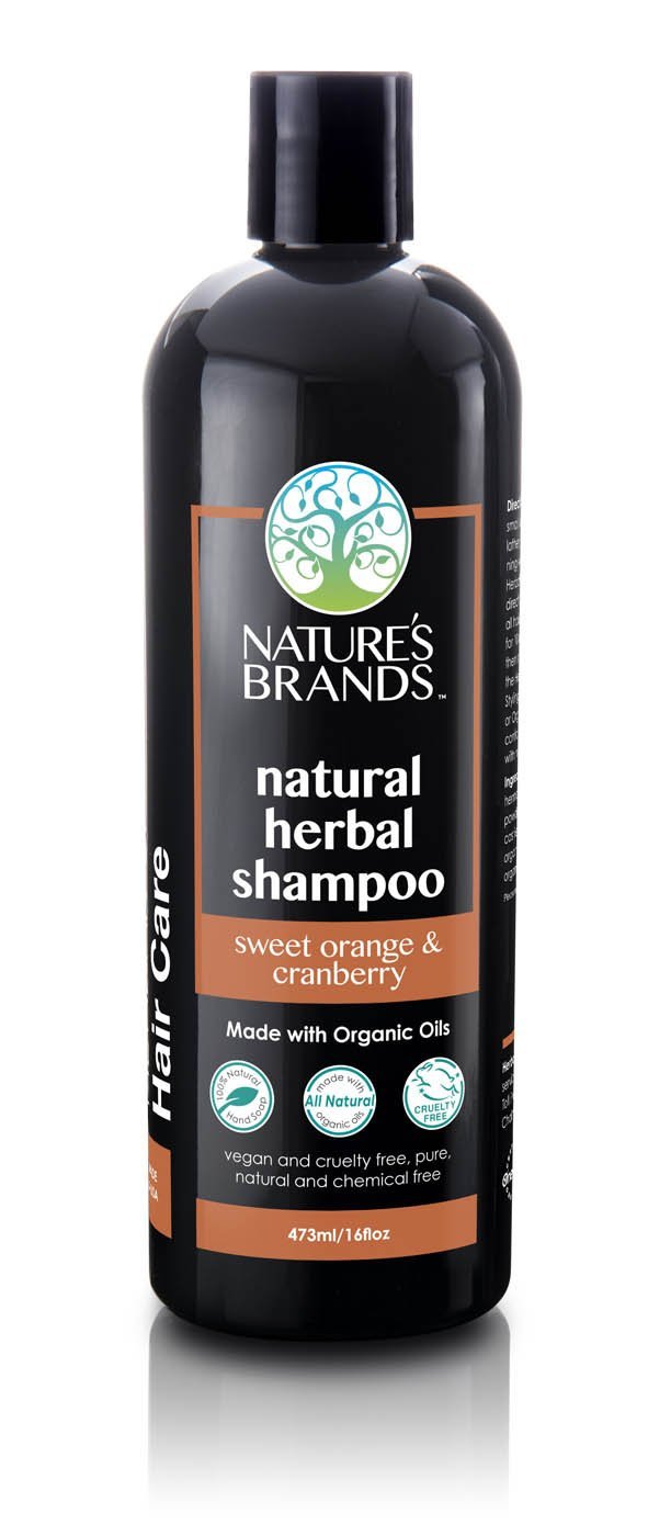 Natural Shampoo by Herbal Choice Mari (Sweet Orange & Cranberry, 16 Fl Oz Bottle) - Made with Organic Ingredients - No Toxic Synthetic Chemicals