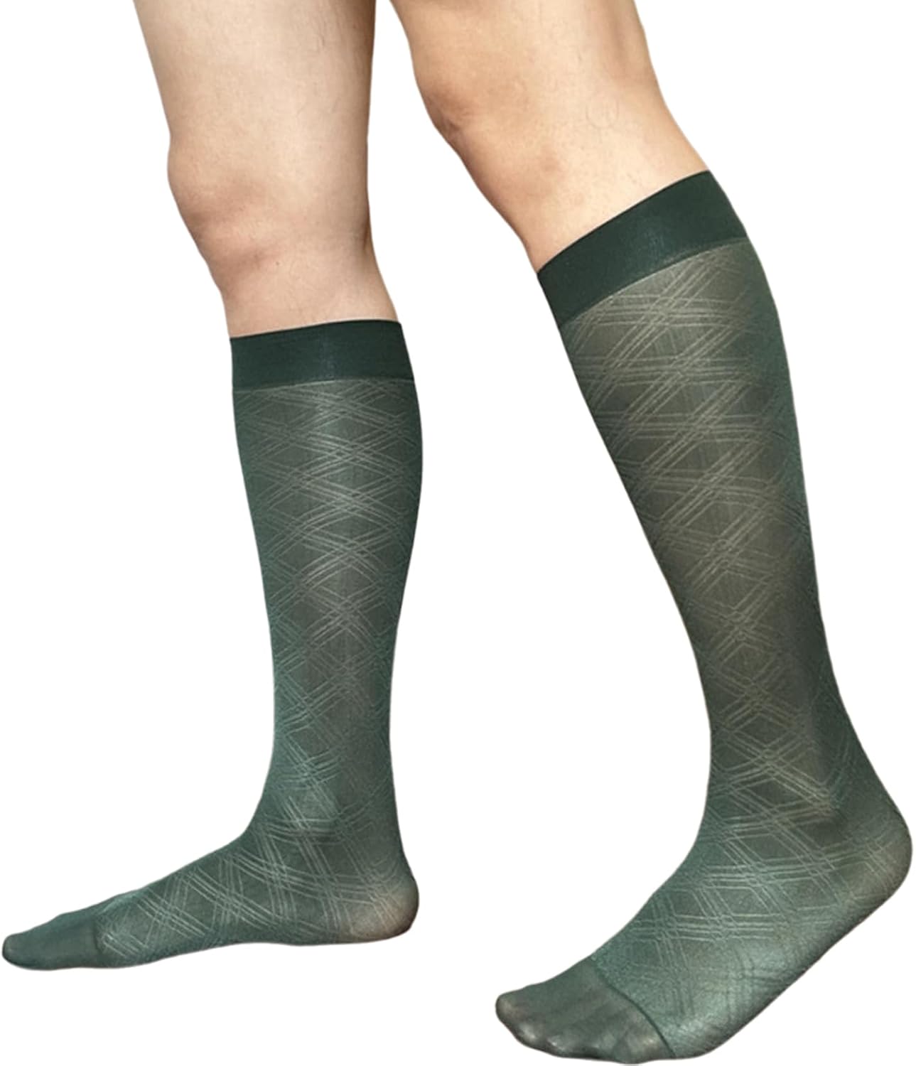 Mens Thin Dress Socks Silk Sheer Business Suit Socks Formal Over The Calf Stockings for Daily Wear