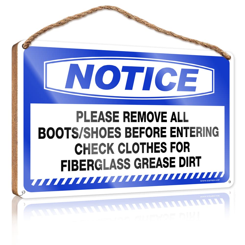 DTHA Hanging Decor Door Notice Please Remove All Boots Shoes Before Entering Wooden Sign Bathroom Signs Funny Room Decor For Men(15X28CM)