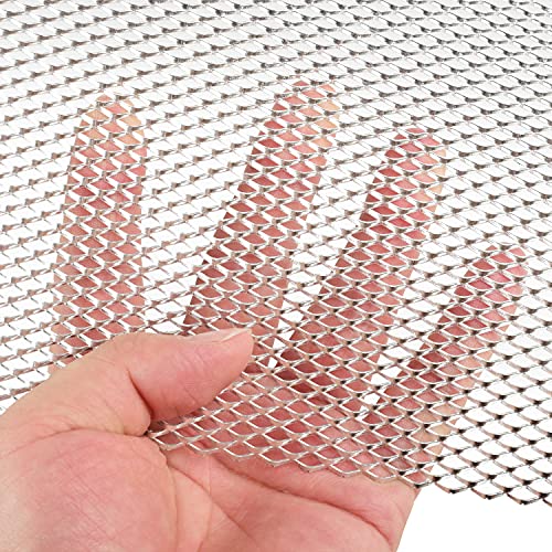 Image of AggAuto Universal 40 inchx13 inch Car Grill Mesh - Aluminum Alloy Automotive Grille Insert Bumper Rhombic Hole 4x8mm, One of the Most Multifunctional Shape Grids Silver