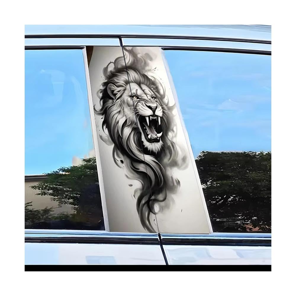 Dabhuoc One Color Car Parts 2 Pcs Car Center Pillar Protection Stickers Lion Roaring Pattern Scratch Resistant Film