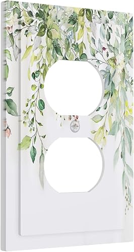 Miniatura 102 de Cubierta de interruptor de luz basculante de palanca de 2 bandas con textura de tablón rústico, diseño floral de mariposa y margarita