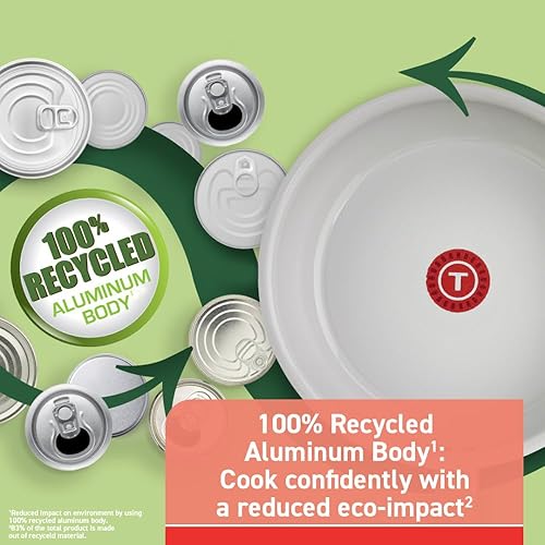 Miniatura 2 de T-fal Fresh - Juego de utensilios de cocina antiadherentes de cerámica de aluminio reciclado, 12 piezas, color gris