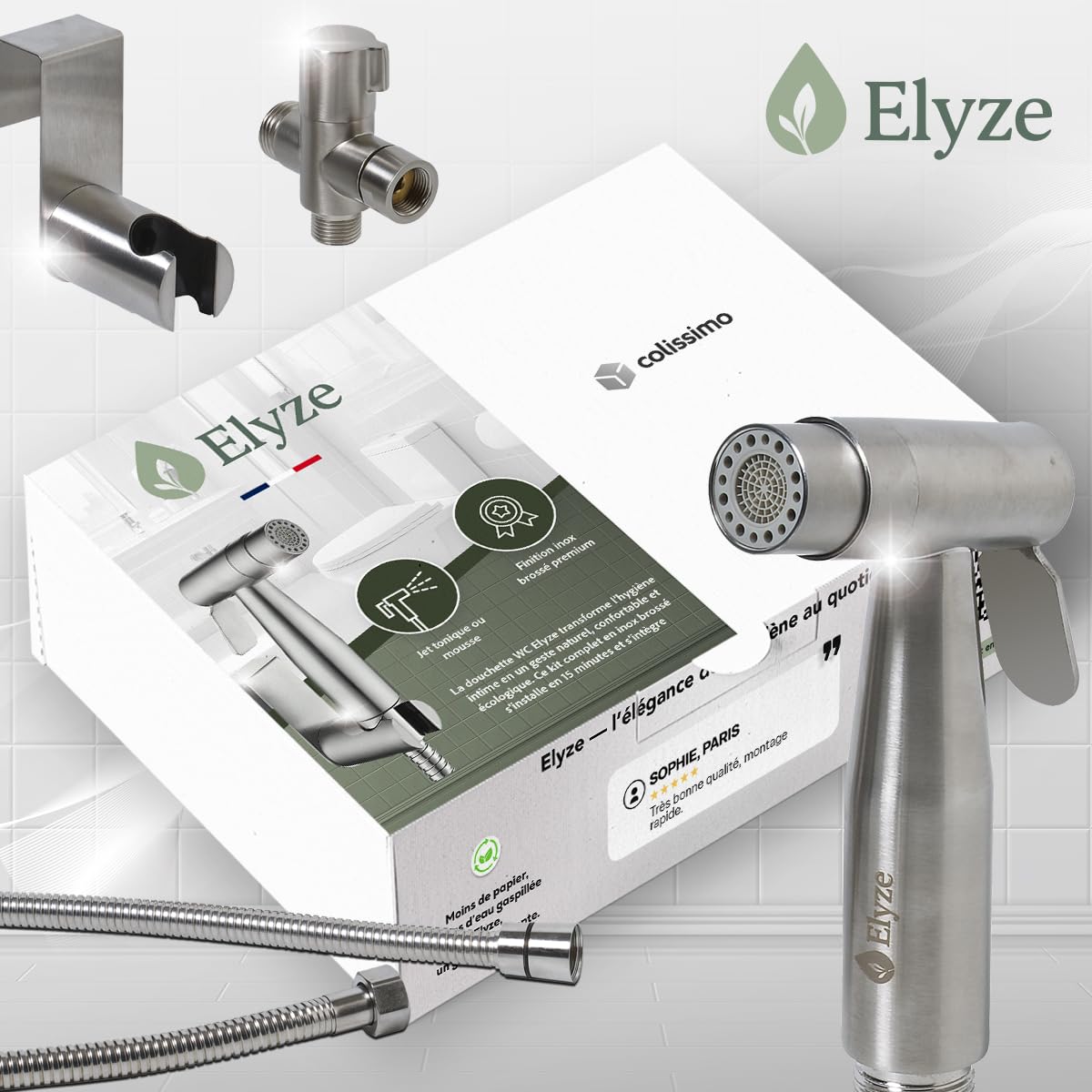 Elyze Douchette WC Inox 304 Brossé – Kit Complet Normes FR – Installation Facile – Garantie 3 Ans & SAV en France