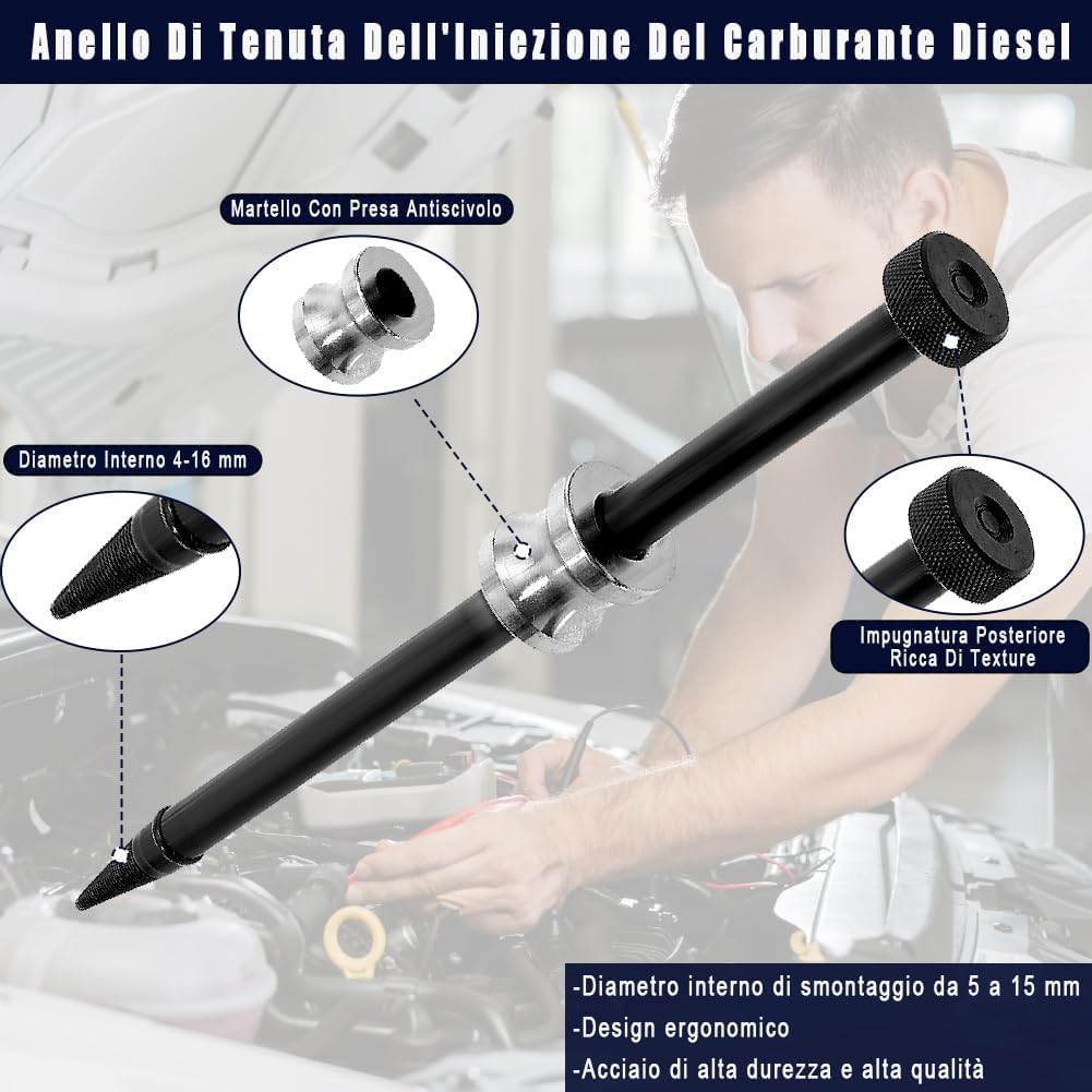 Estrattore rondelle iniettori Diesel, Estrattore di Tenuta per Iniettori Diesel, Strumento di Rimozione Dell'Estrattore di Guarnizioni Diesel, Estrattore per Anello di Tenuta Dell'Iniettore