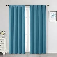 Vista 87 de Cortinas opacas para dormitorio, sala de estar, juego de 2 paneles de 54 pulgadas de largo, cortinas de oscurecimiento de habitación con aislamiento