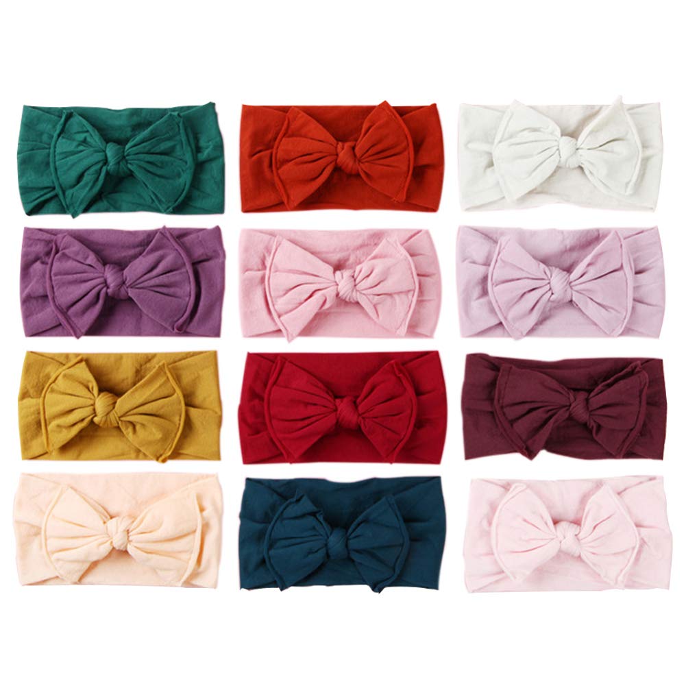 Nylon Topknot Headband Round Bun Head Wrap Soft Turban for Baby Pack of 12pcs