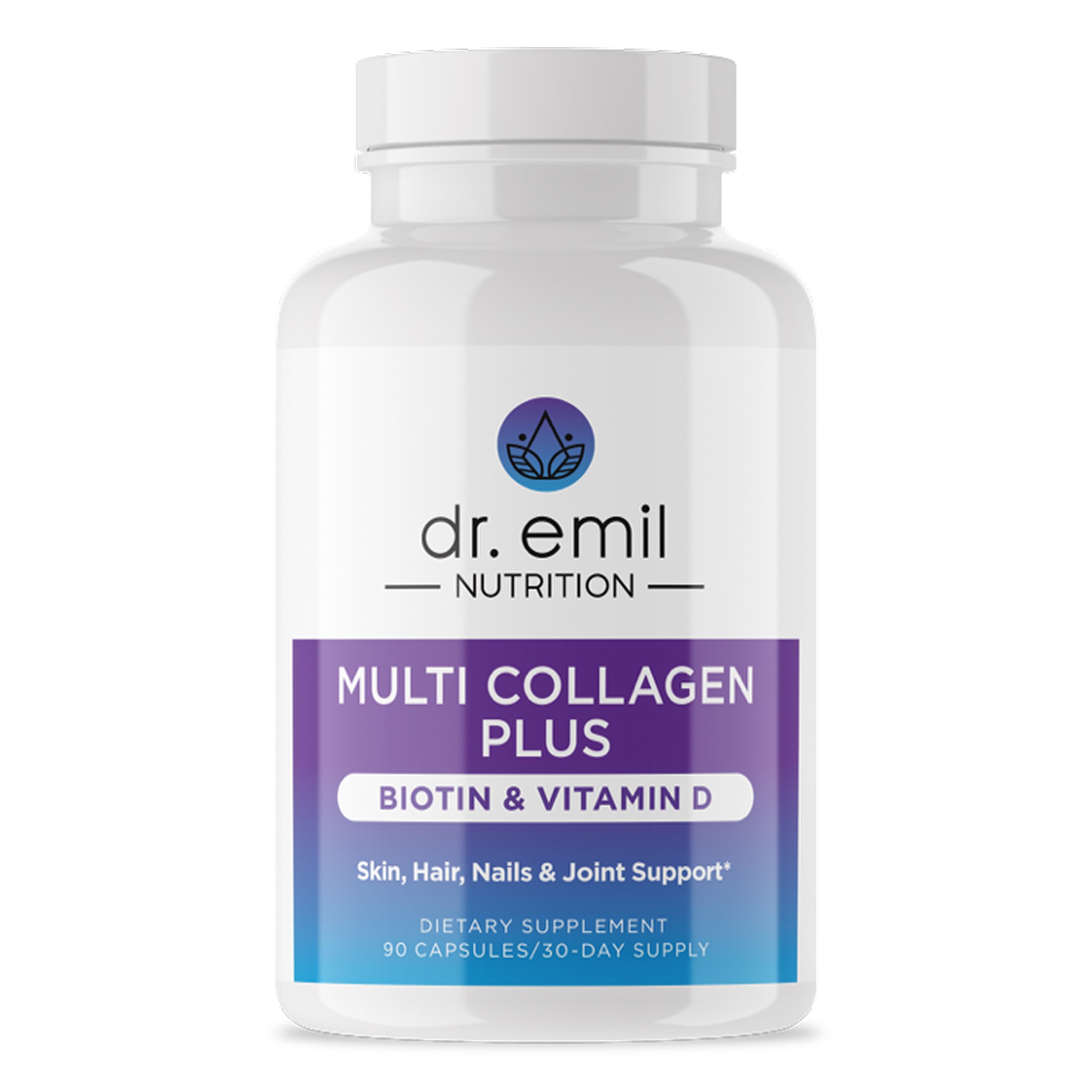 DR. EMIL NUTRITION Multi Collagen Peptides Plus Biotin and Vitamin D - Biotin and Collagen Supplements for Hair Skin and Nails - Biotin Pills for Hair Growth