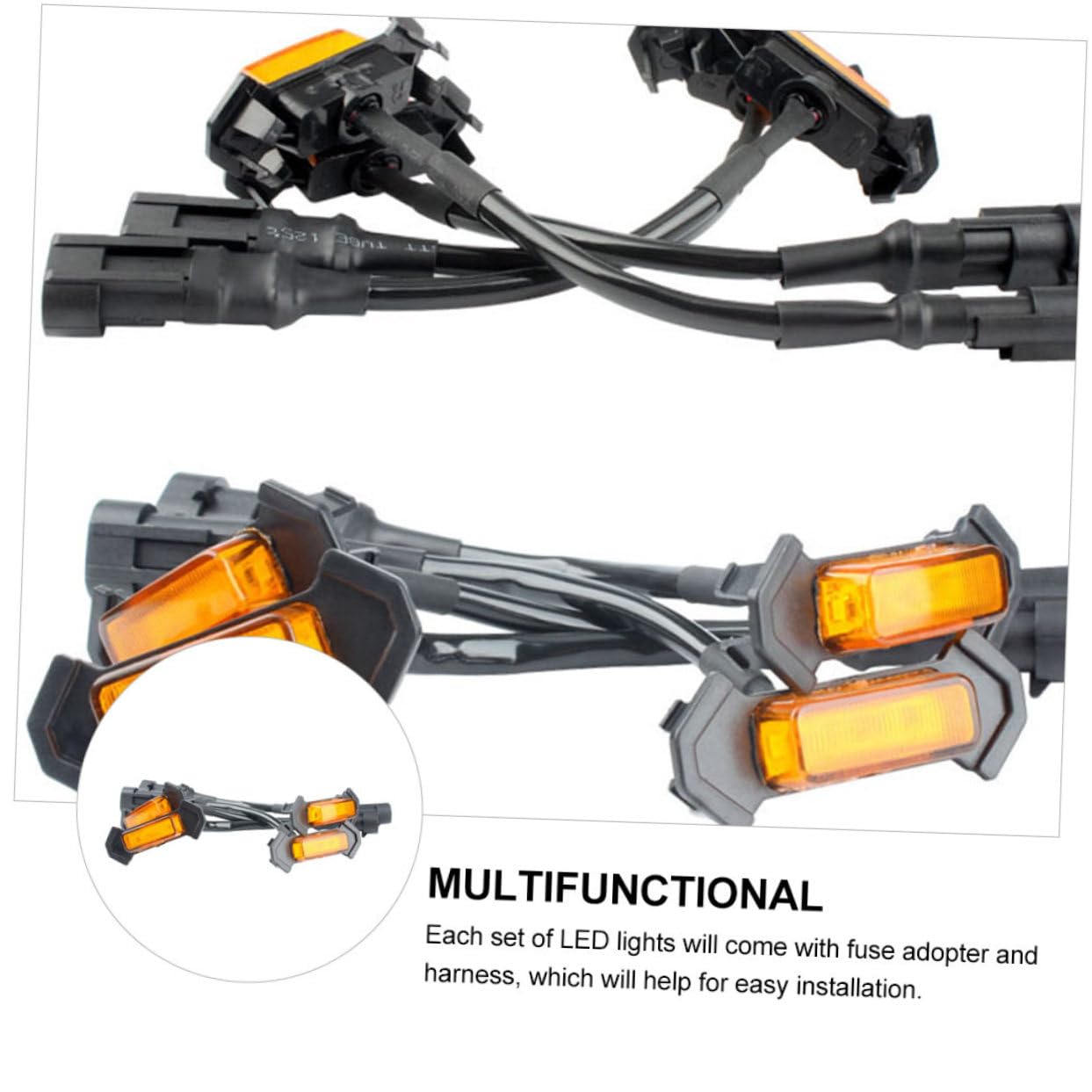 Luces de Parrilla LED Ámbar 4 Piezas PVC Impermeables para Coche