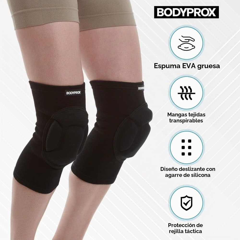 Bodyprox Rodilleras de protección, esponja gruesa antideslizante, rodillera que evita los impactos, Large