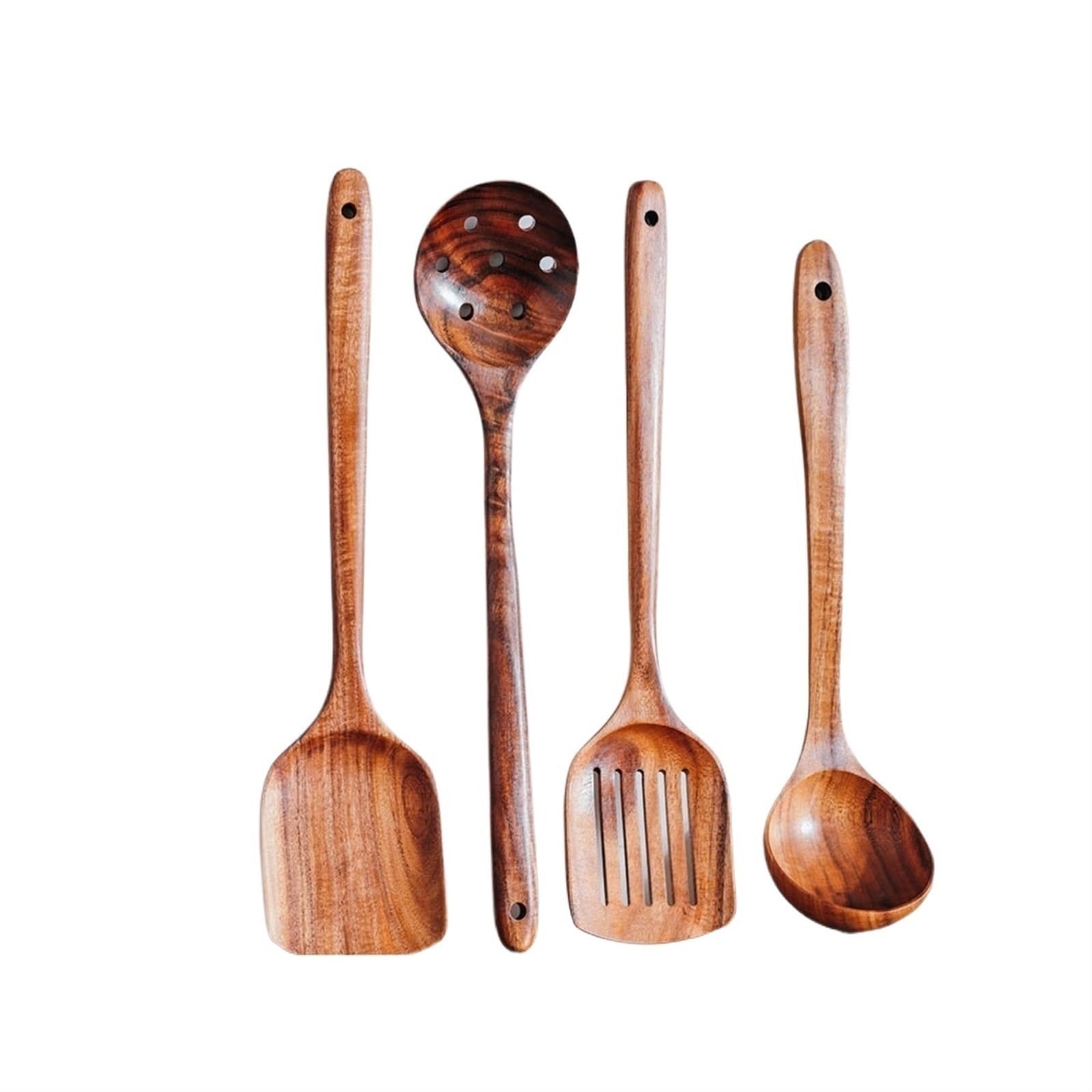 MYUYEE Cooking Utensils 4 Pieces Sets Wood Cooking Spoons Spatulas Kitchen Cookware Gadgets Bakeware Tools