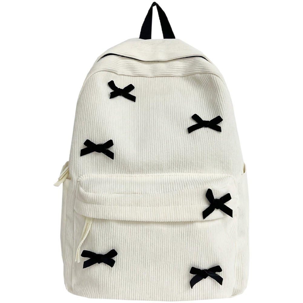 Mochila escolar ligera de pana Hrippy con lazo estético