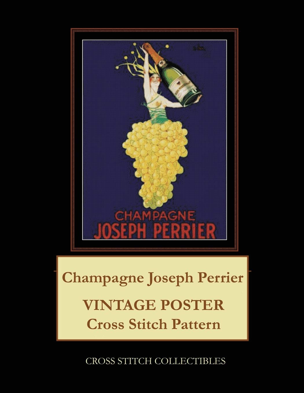 Champagne Joseph Perrier: Vintage Poster Cross Stitch Pattern