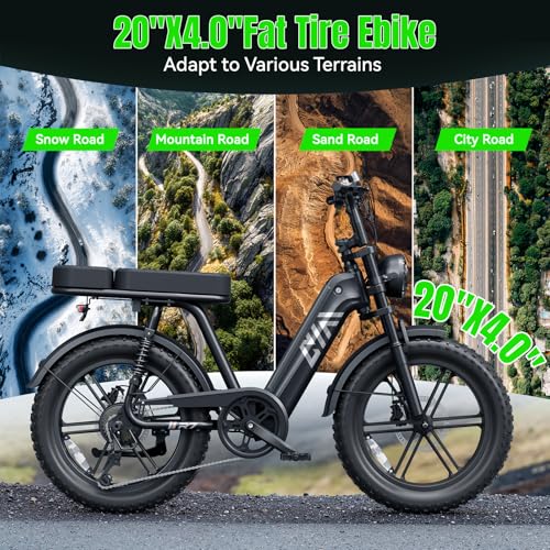 TST Electric Bike for Adults 1500W Peak 20″ Fat Tire All-Terrain E-Bike 60 Miles 28MPH Electric Dirt Bike for Road Sand Mountain Snow – 48V 15AH Battery Powered Electric Motorcycle for Adventure