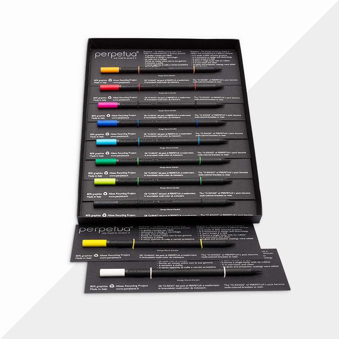 Perpetua öKologischer Bleistifte Sammelbleistift „Made In Italy“ Aus Recyceltem Graphit Mit Radiergummi Set 10 Bleistiften Design Und Technologie FüRs Schreiben Und Malen Geschenkideen