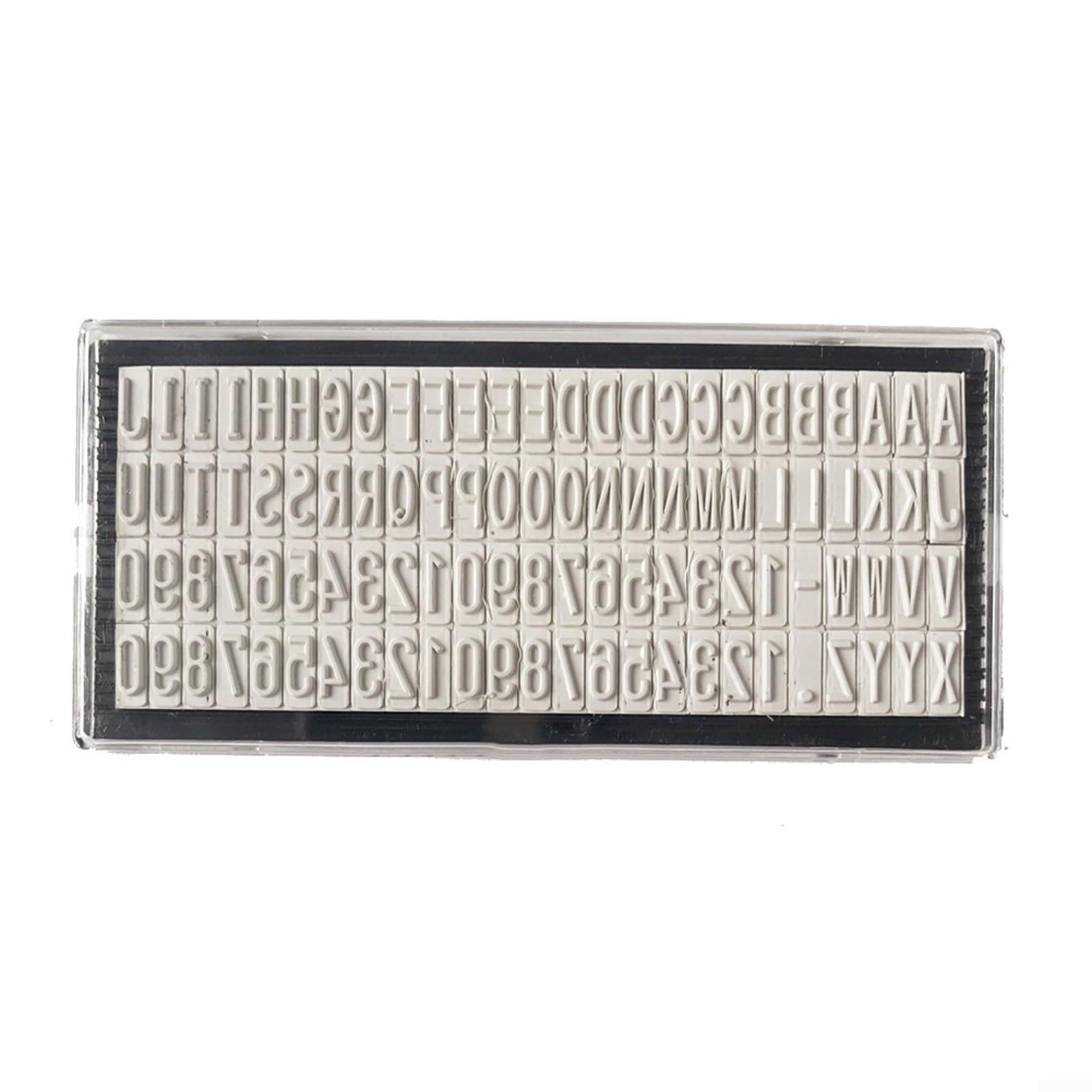 Entgoinggo Reusable Movable Type Stamp Kit, For DIY Custom Sealing Interchangeable Rubber Letters And Numbers On Plastic Tray, For Office Crafting Projects(6.4mm)