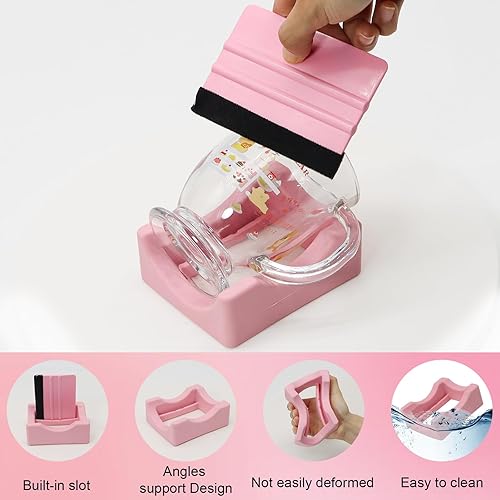 Miniatura 5 de Cuna de silicona para tazas con ranura incorporada, soporte antideslizante para vasos con escobilla de fieltro, uso para aplicar calcomanías UV DTF,