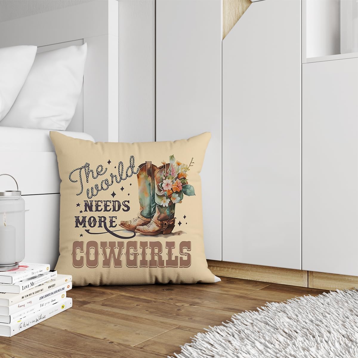 Retro Western Pillow Covers 18x18,Cowgirl Boot Pillow Covers,Western Bedroom Decor,Cowgirl Room Decor for Bedroom Room Sofa - Image 2