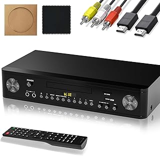 DVD Player for TV All Region Free Support HDMI/SD Card/USB Input, HD 1080P Upscaling CD DVD Player with Dual Mic Jacks, Smart TV DVD Player with HDMI&RCA Cable, Remote Control