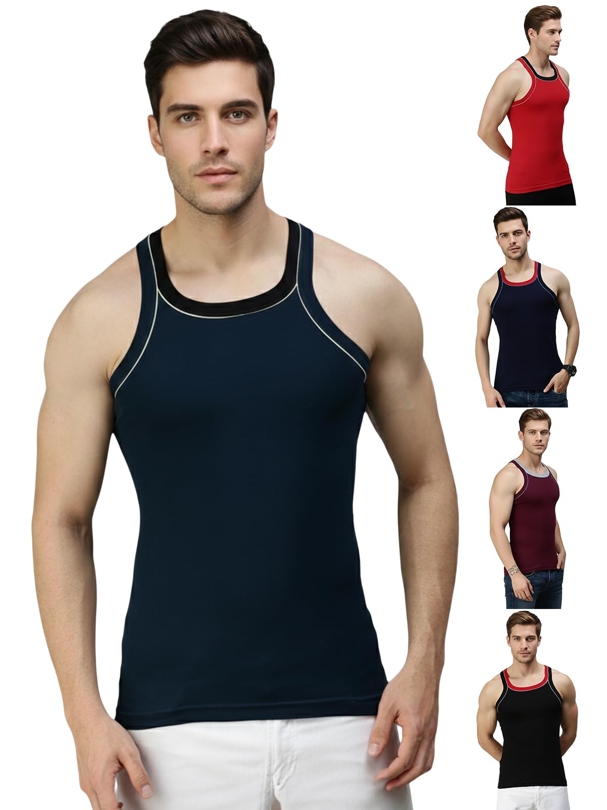 lux cozi Men's Cotton Regular Fit Vest (Pack of 5) (Color & Prints May Vary)-picture-32