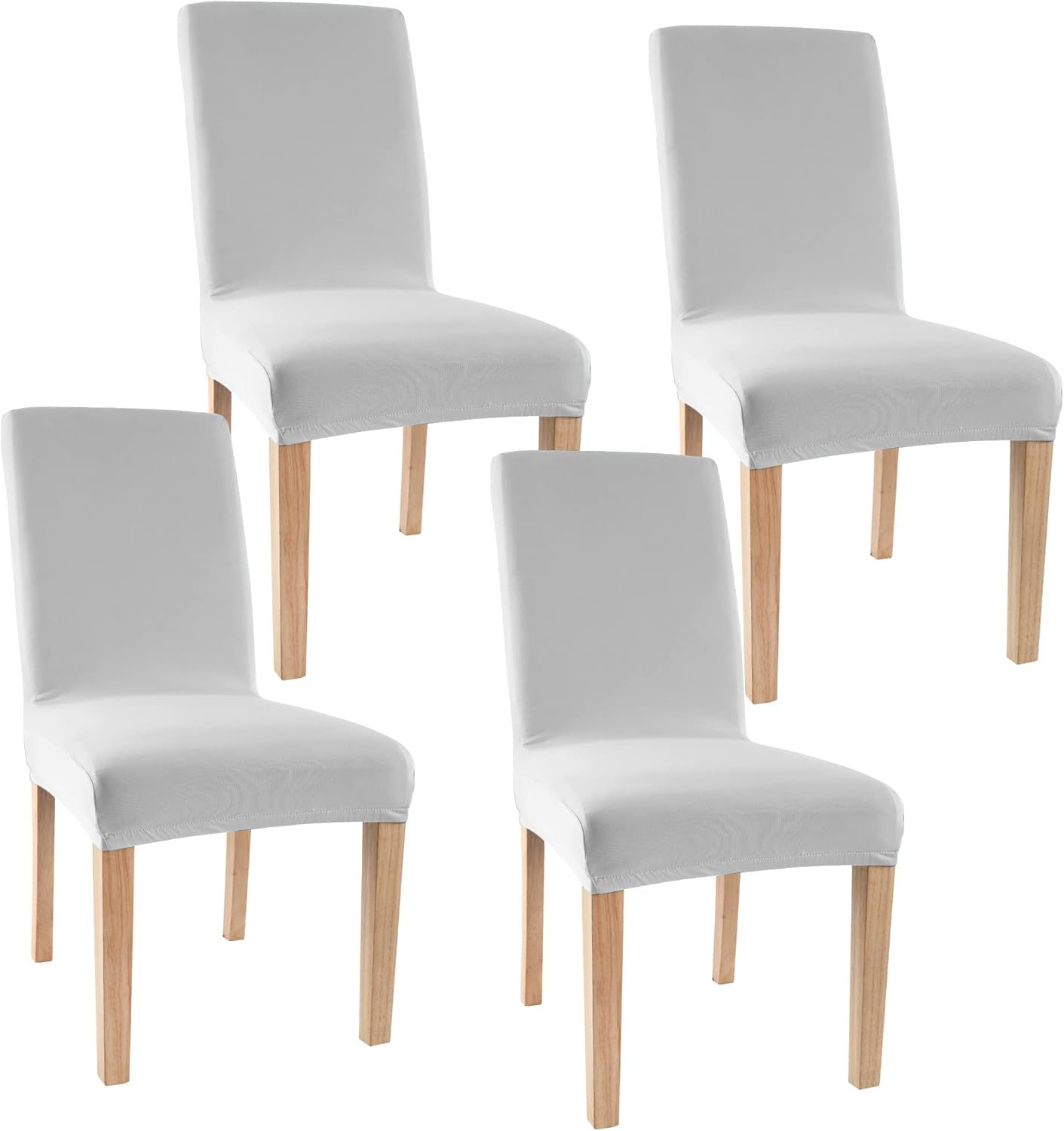 Obstal Stretch Spandex Dining Room Chair Covers ?Set of 4 Universal Removable Washable Chair Seat Slipcovers Protector for Kitchen, Ceremony, Wedding, Hotel and Party, Light Grey