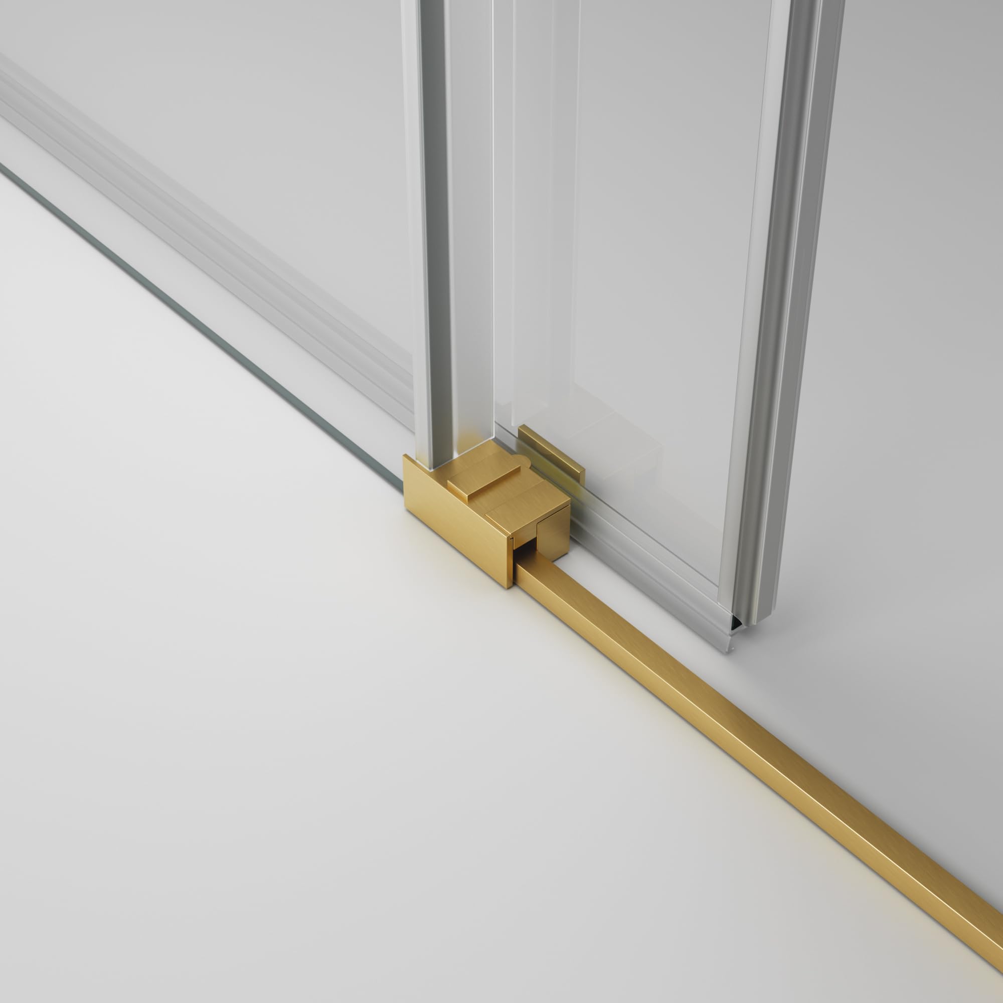 GME - Mampara Ducha Frontal Oro Cepillado 1 Fija + 1 Corredera 120cm | Mampara de Cristal Reversible con Ancho Adaptable 115-120cm, 196cm de Altura y Cristal Templado 6mm Antical