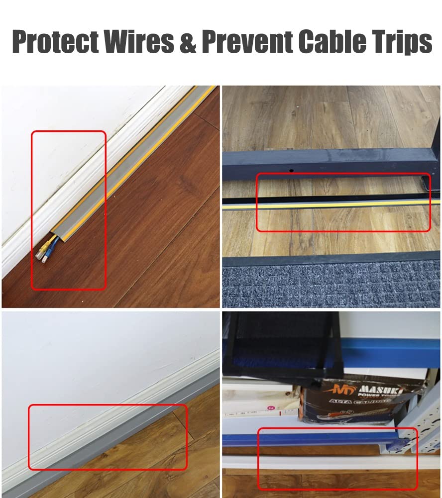 Cubiertas de suelo para cables 4cm De Ancho Cubrecables para Suelo, Pasacables De PVC Flexible, Autoadhesivo Protector De Cables para Casa/Oficina/Almacén/Aula ( Color : A , Size : 1200cm (39ft) )
